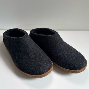 Glerups Slippers Womens Wool Rubber Charcoal Grey EU 38/US 7.5